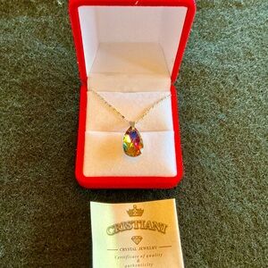 CRISTIANI CRYSTAL NWT NECKLACE MADE w/ SWAROVSKI ELEMENTS/ STERLING SILVER CHAIN